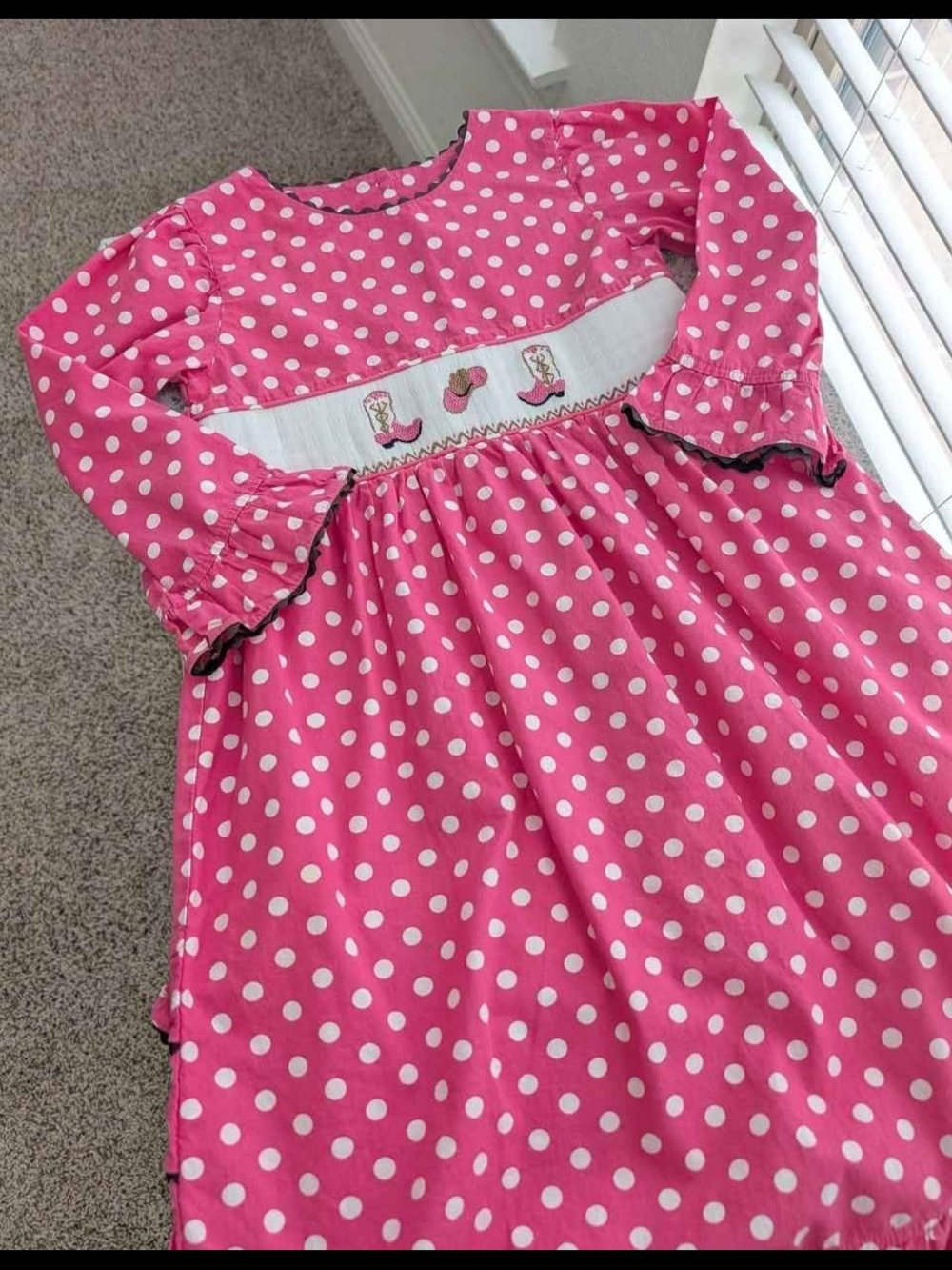 4/5T Smocked Polkadot Cowgirl Dress